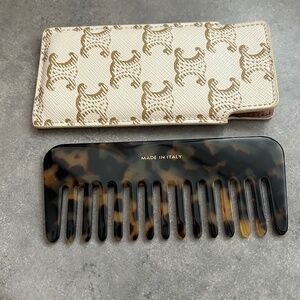 CELINE SMALL HAIR COMB IN TRIOMPHE CANVAS WHITE